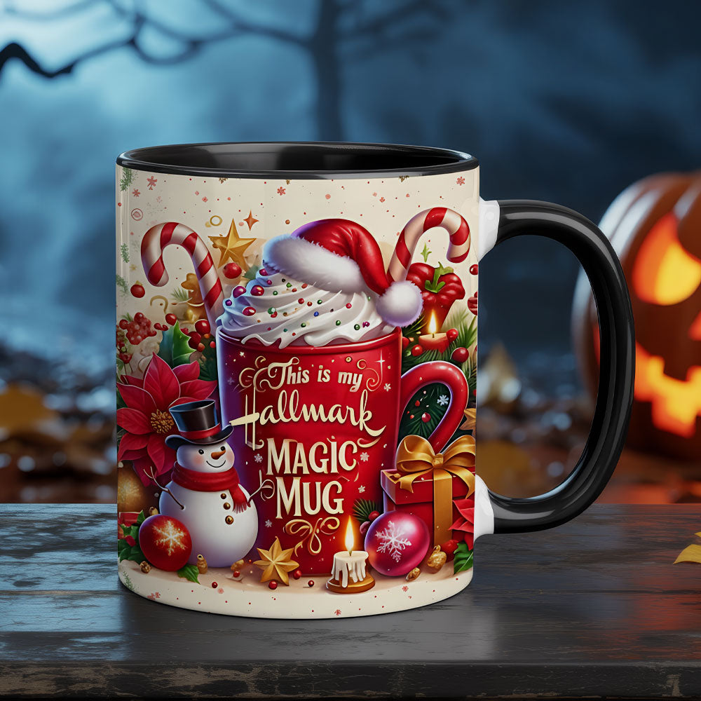 Hallmark Christmas Magic Mug – Holiday Coffee Cup with Snowman, Candy Canes & Festive Gifts