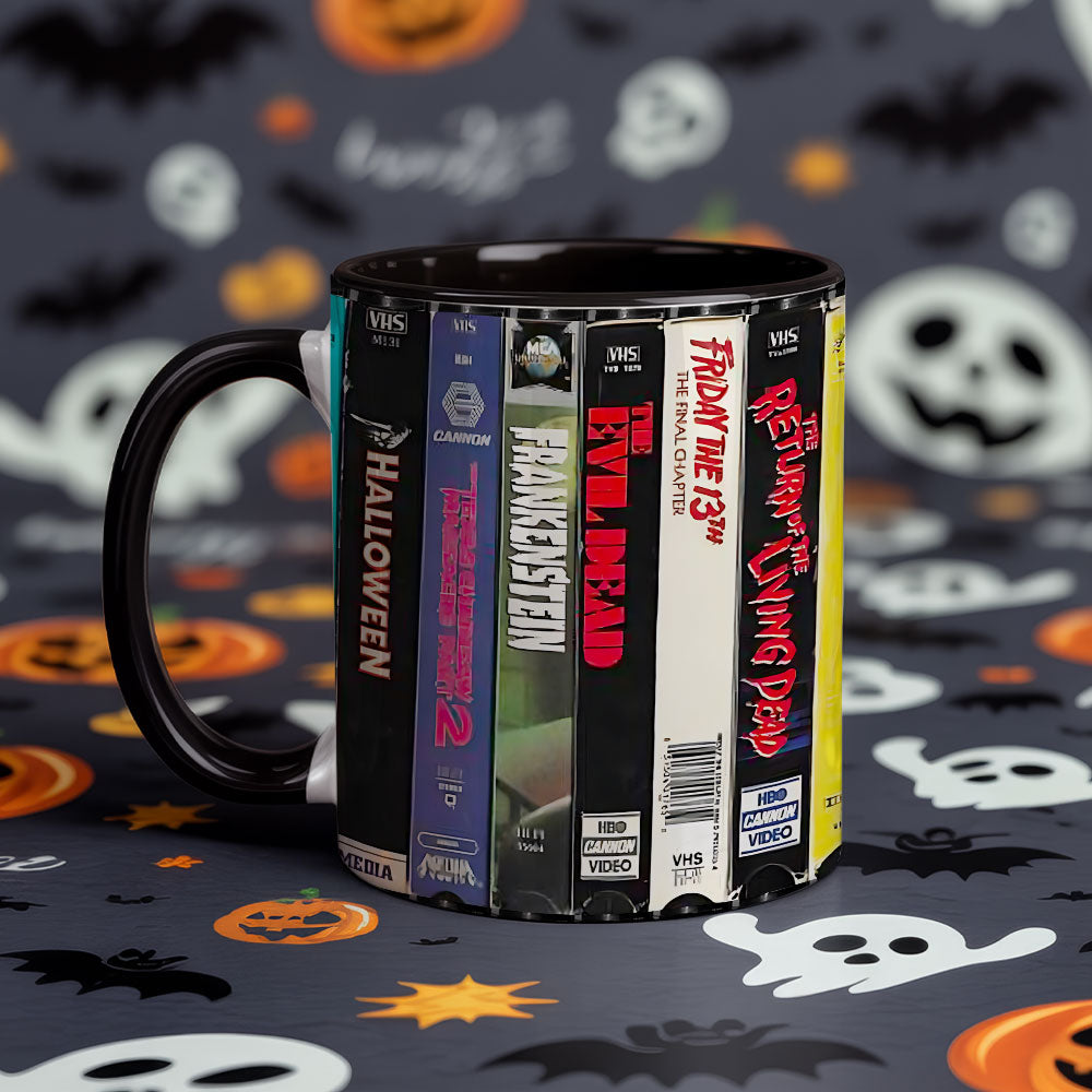đ Retro Horror VHS Accent Coffee Mug â Halloween Collectorâs Edition