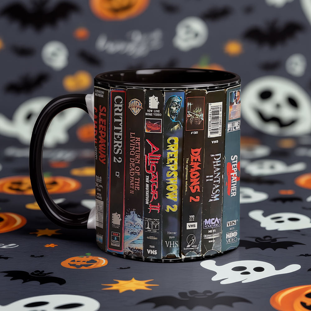 Retro Horror VHS Accent Coffee Mug– Cult Classics from the 80s & 90s 🎃