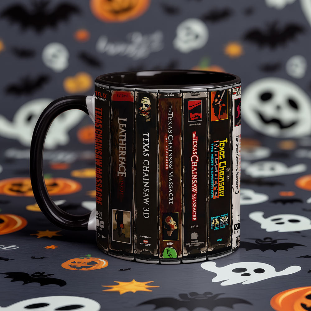 Retro Horror VHS Accent Mug – A Halloween Classic