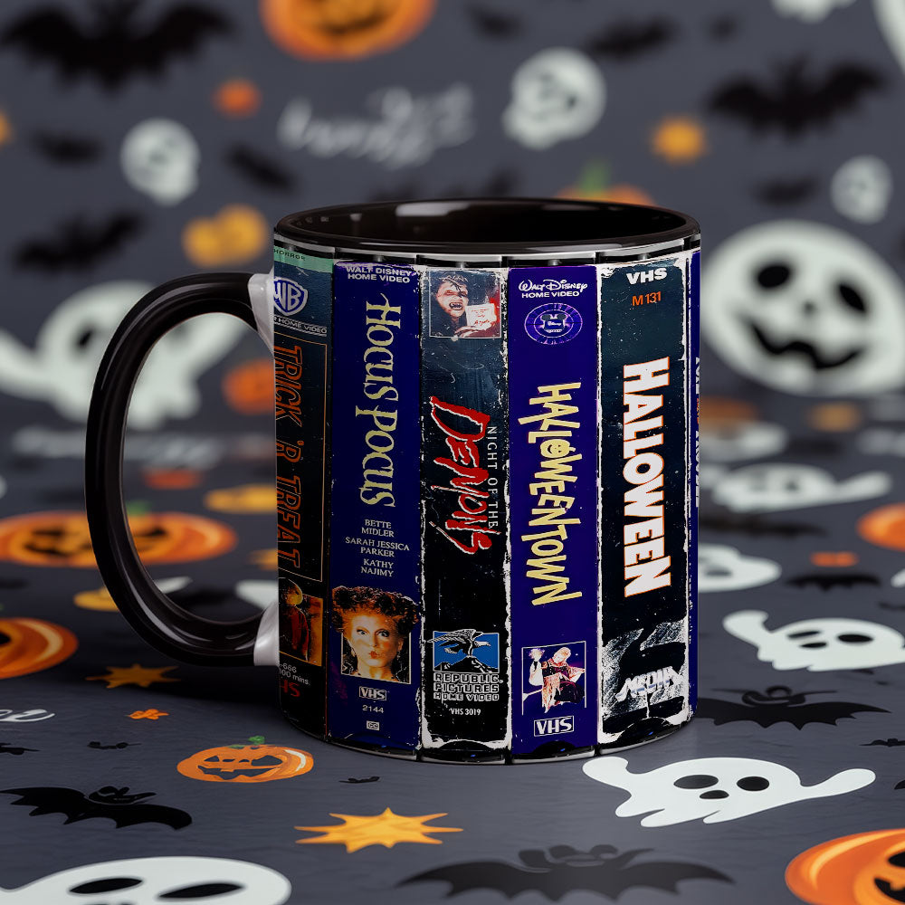 Family Frights & Halloween VHS Accent Coffee Mug – Trick ’r Treat to Hocus Pocus