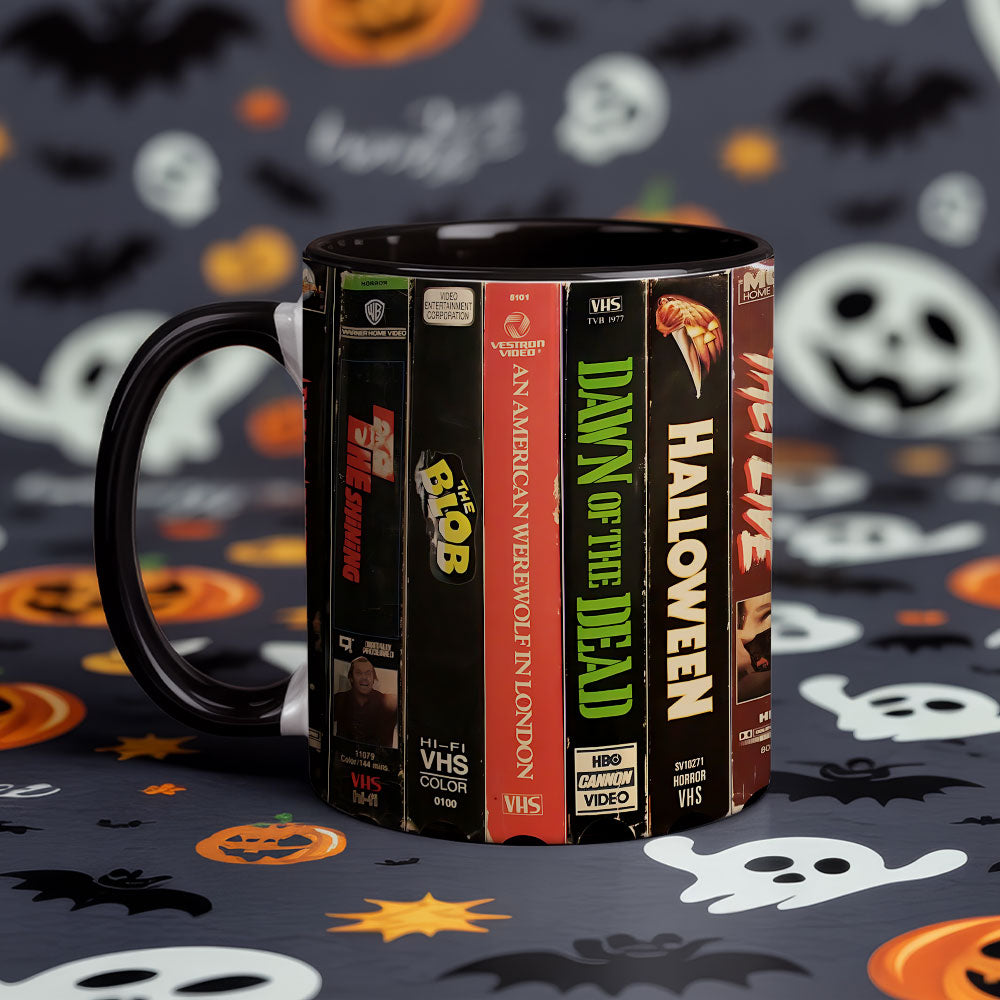 Halloween Rewind Accent Coffee Mug: The Ultimate 80s & 90s VHS Horror Time Capsule