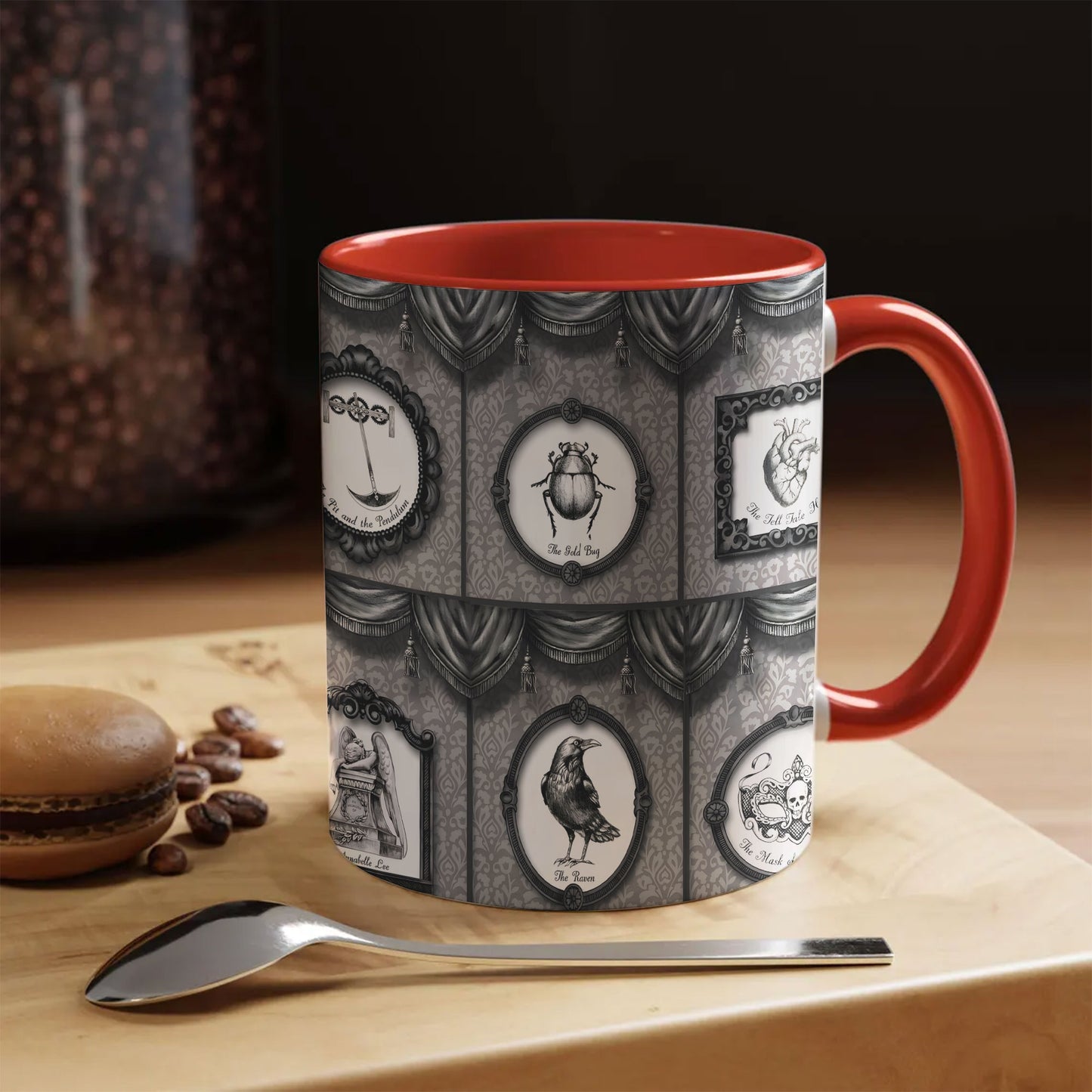 Edgar Allan Poe Gothic Accent Mug - Gothic Literature Horror Coffee Cup