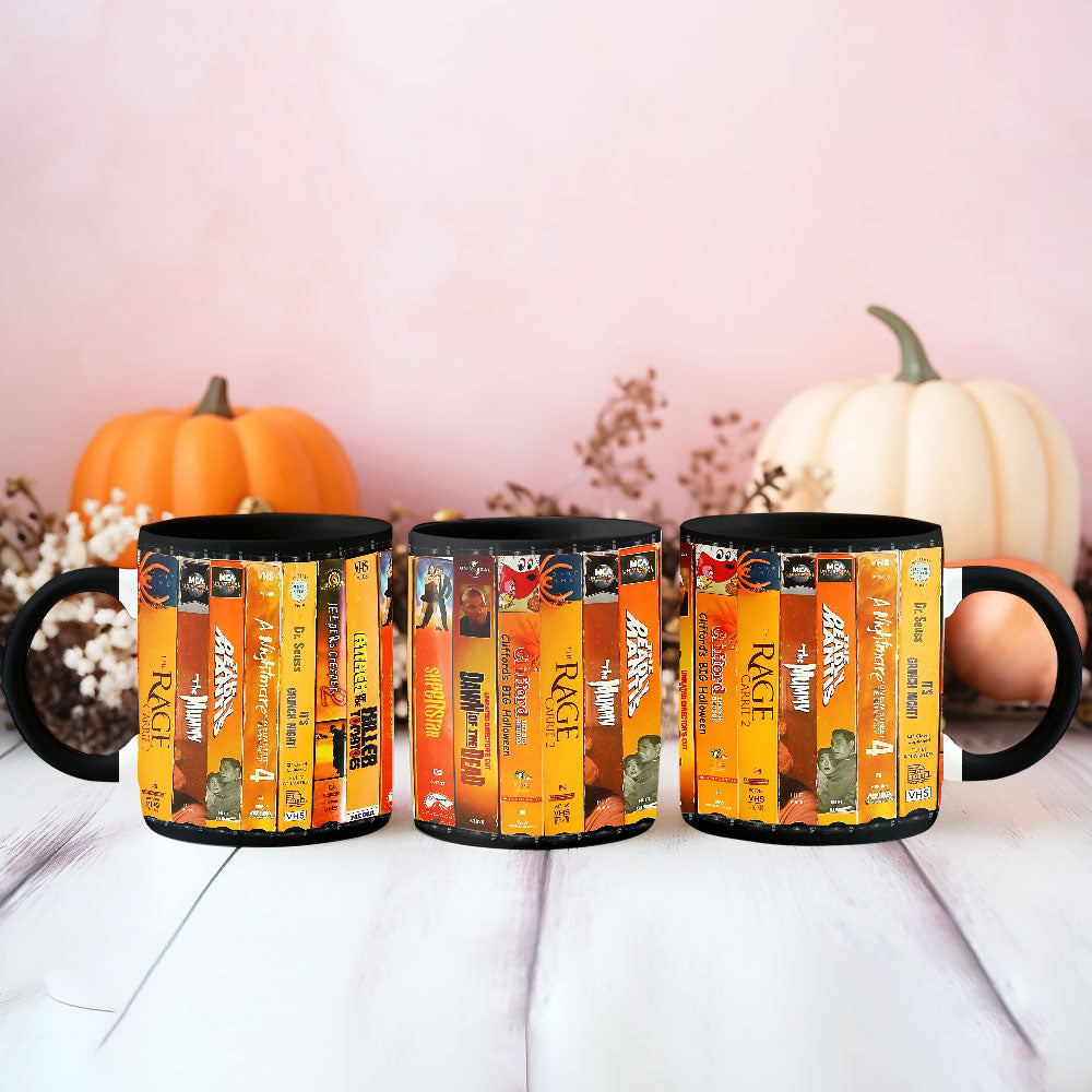 Retro Horror VHS Accent Mug – A Halloween Classic
