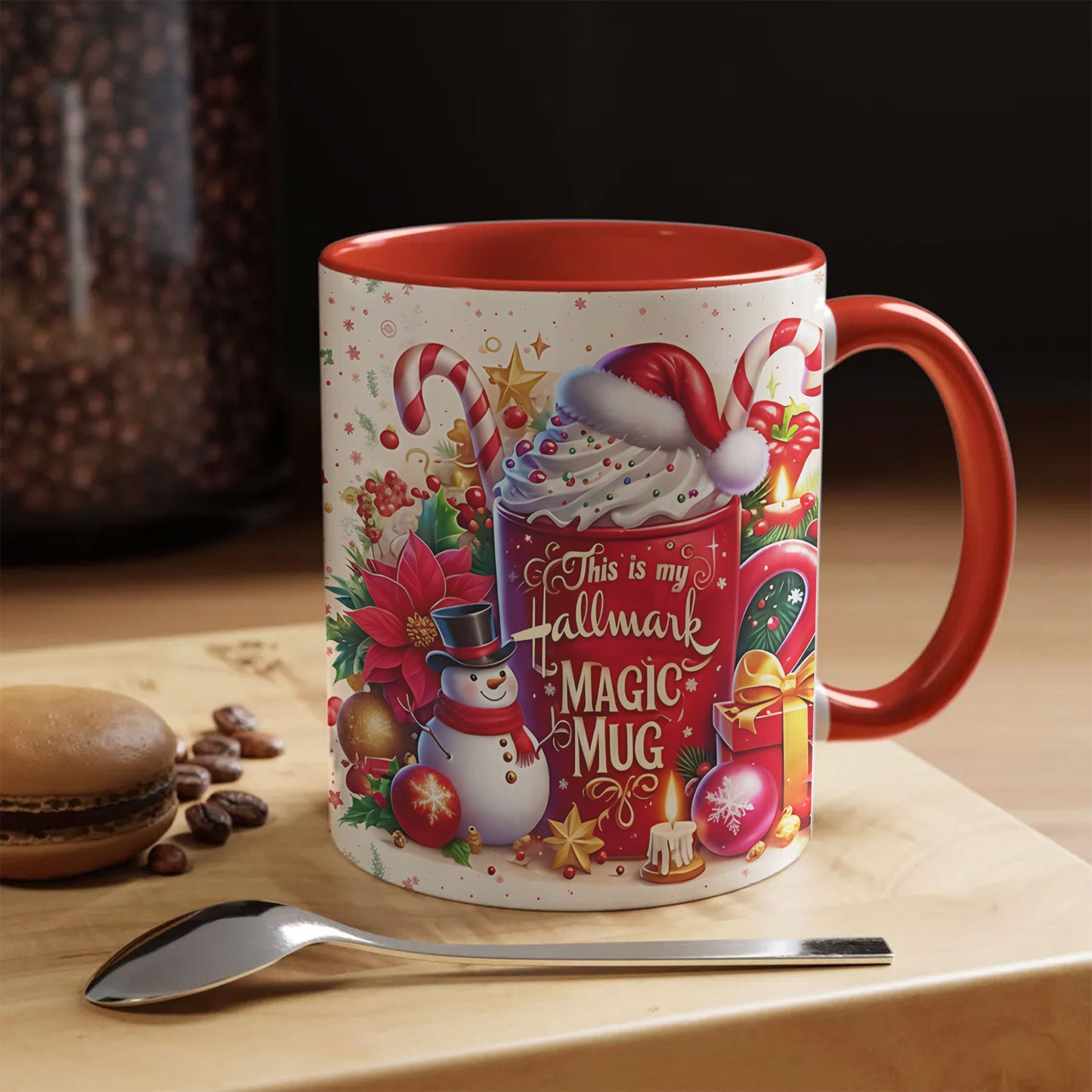 Hallmark Christmas Magic Mug – Holiday Coffee Cup with Snowman, Candy Canes & Festive Gifts