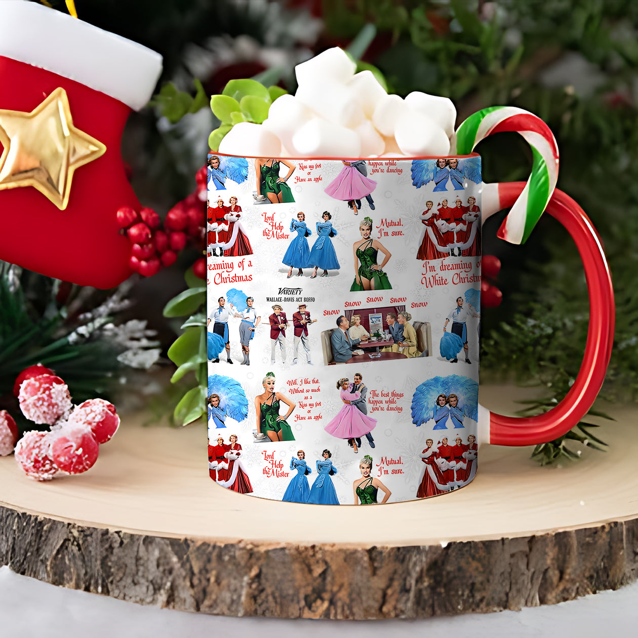 White Christmas Movie Accent Mug – Vintage Holiday Classic