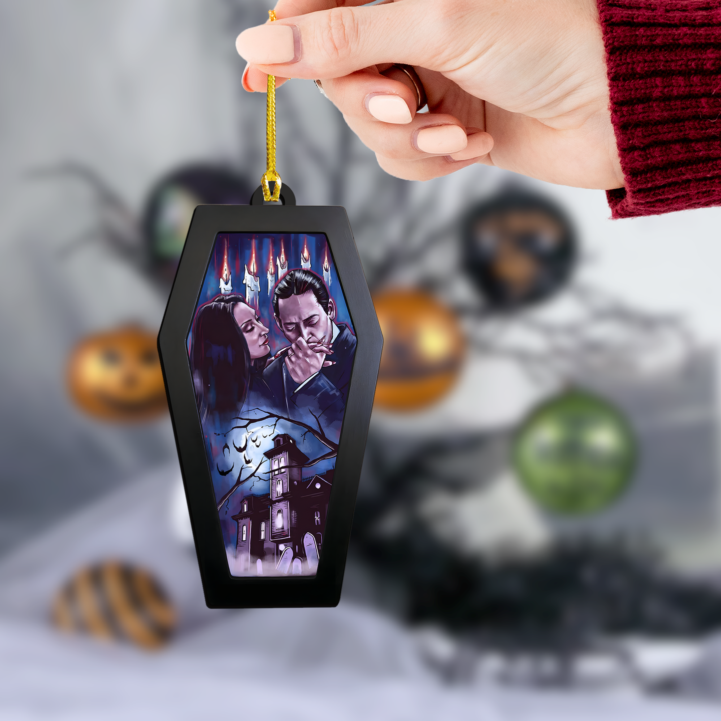 Gothic Lovers & Haunted Mansion – Acrylic & Wood Ornament