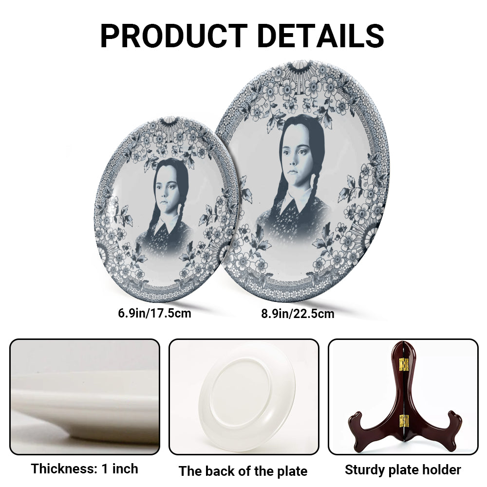 Vintage Horror Ceramic Plate – Wednesday Addams