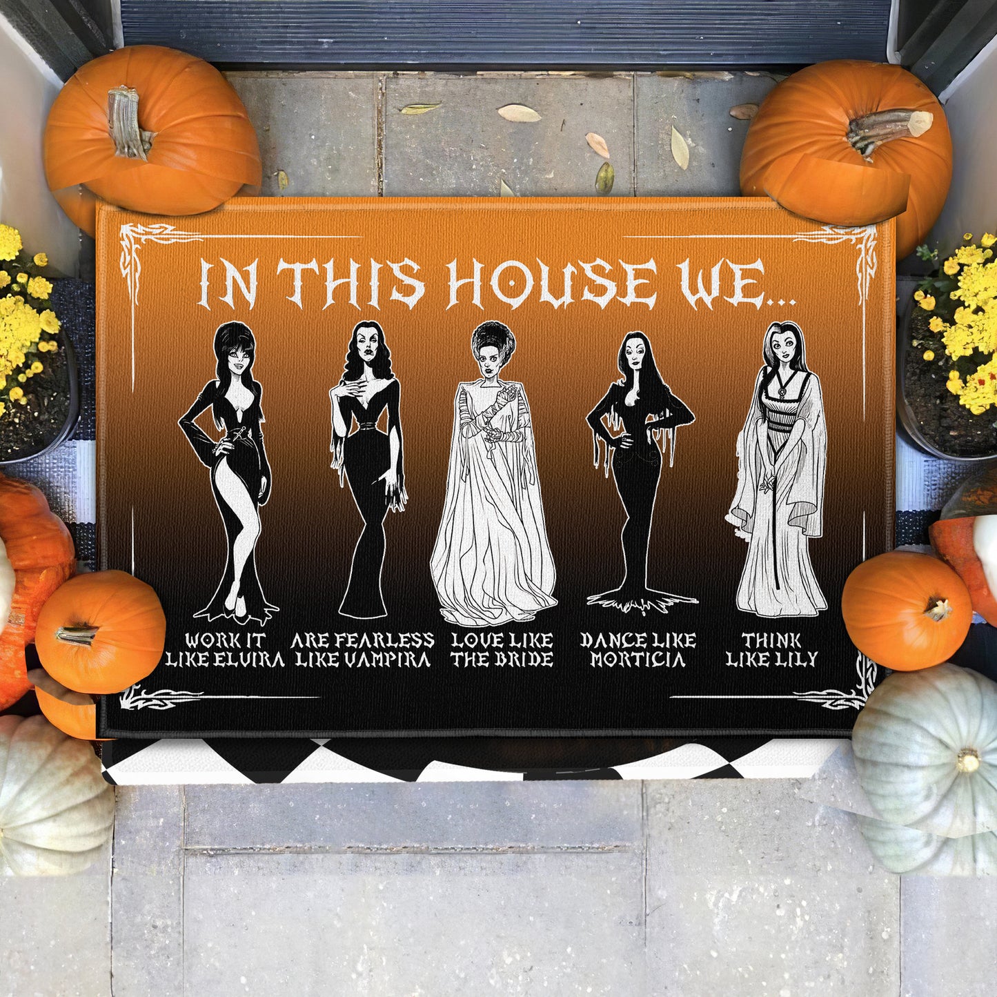 Gothic Horror Icon Doormat – In This House We…