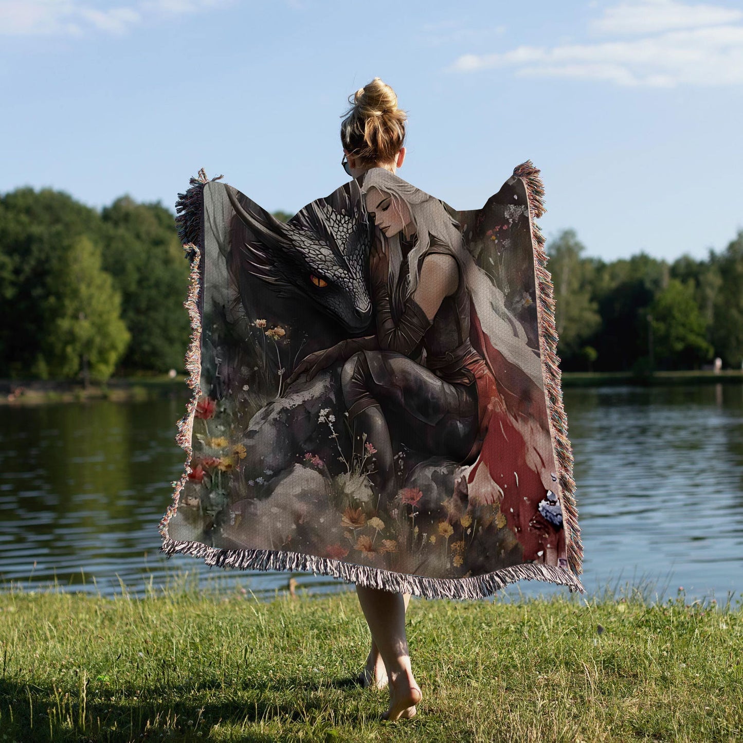 Witch and Wyvern – The Bond Forged in Sky and Blood Woven Blanket