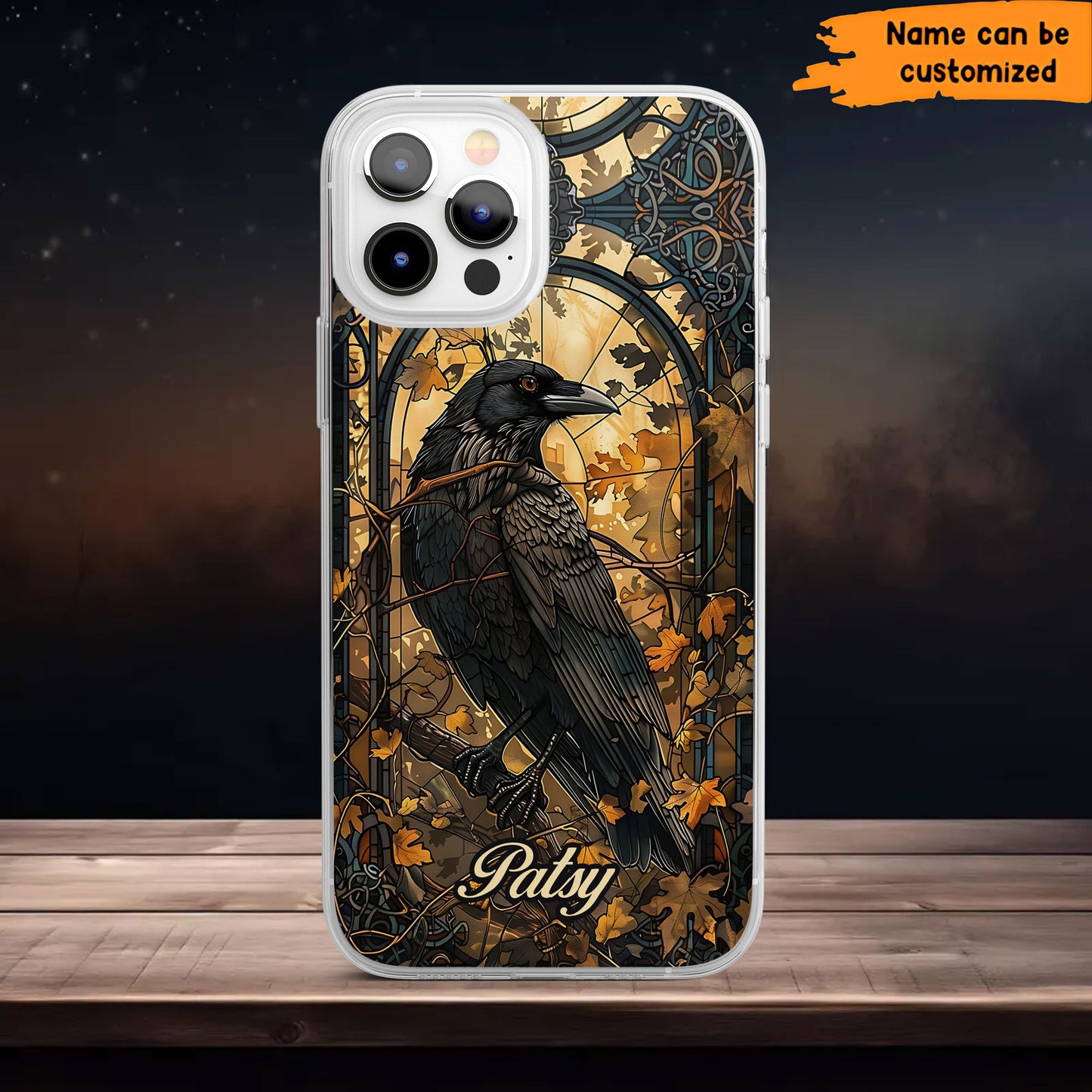 Custom Gothic Raven & Autumn - Personalized Clear Phone