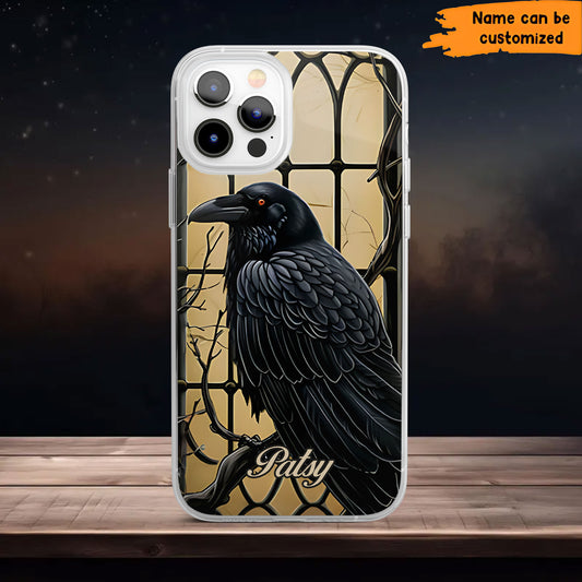 Gothic Raven Phone Case – Dark Mystery Inspired Personalized Clear Phone Case