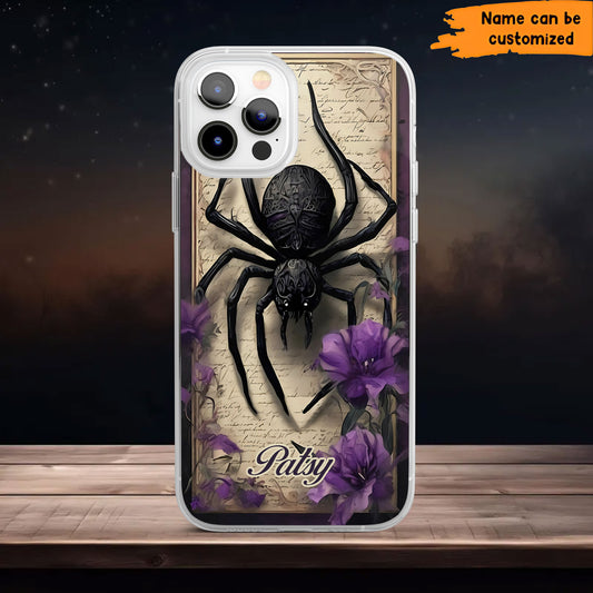 Gothic Spider Phone Case – Dark Floral Cover Personalized Clear Phone Case