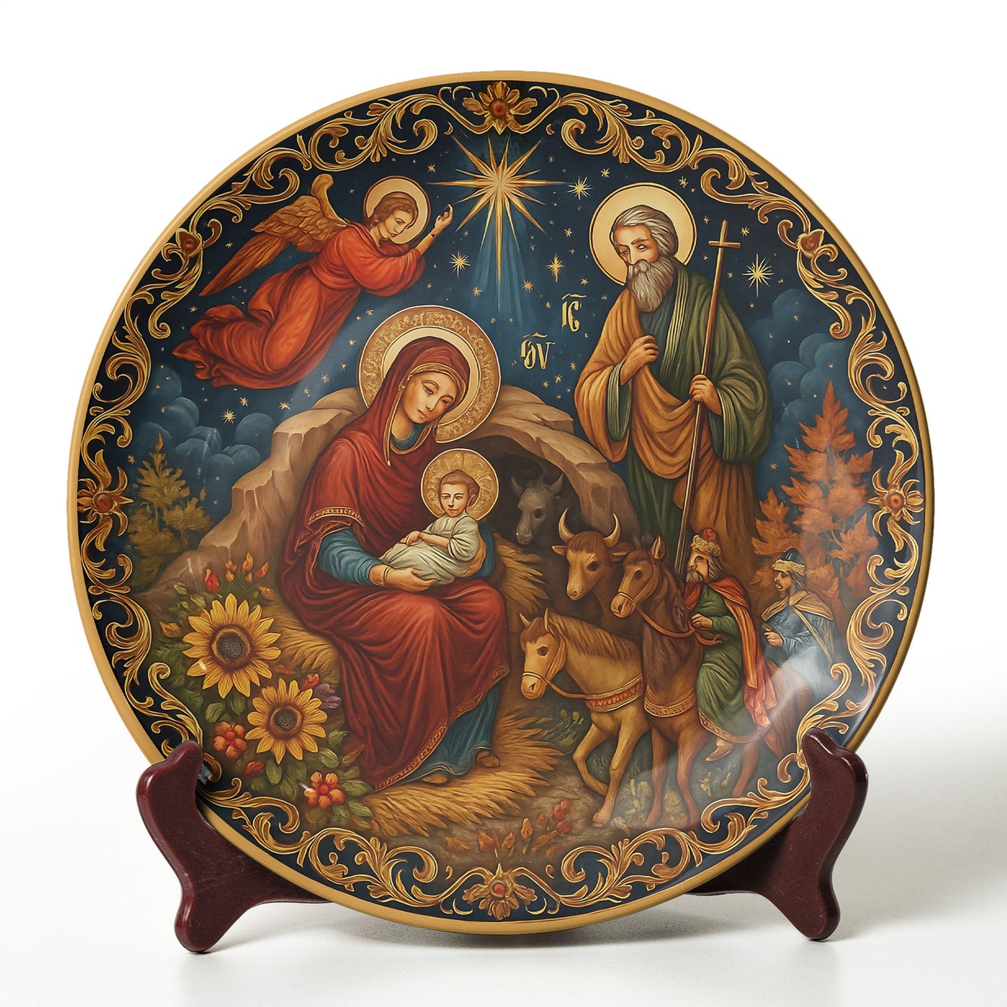 Holy Family Nativity Icon Decorative Ceramic Plate ✨