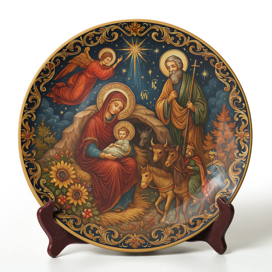 Holy Family Nativity Icon Decorative Ceramic Plate ✨