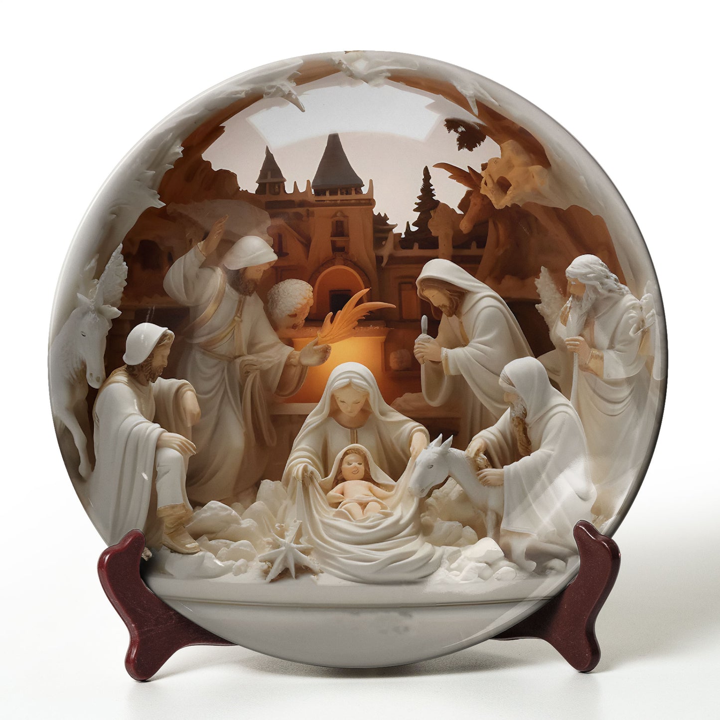 Holy Nativity Ceramic Plate – Handcrafted Christmas Scene