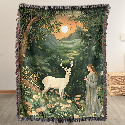 White Stag of Terrasen – Throne of Glass Inspired Woven Blanket