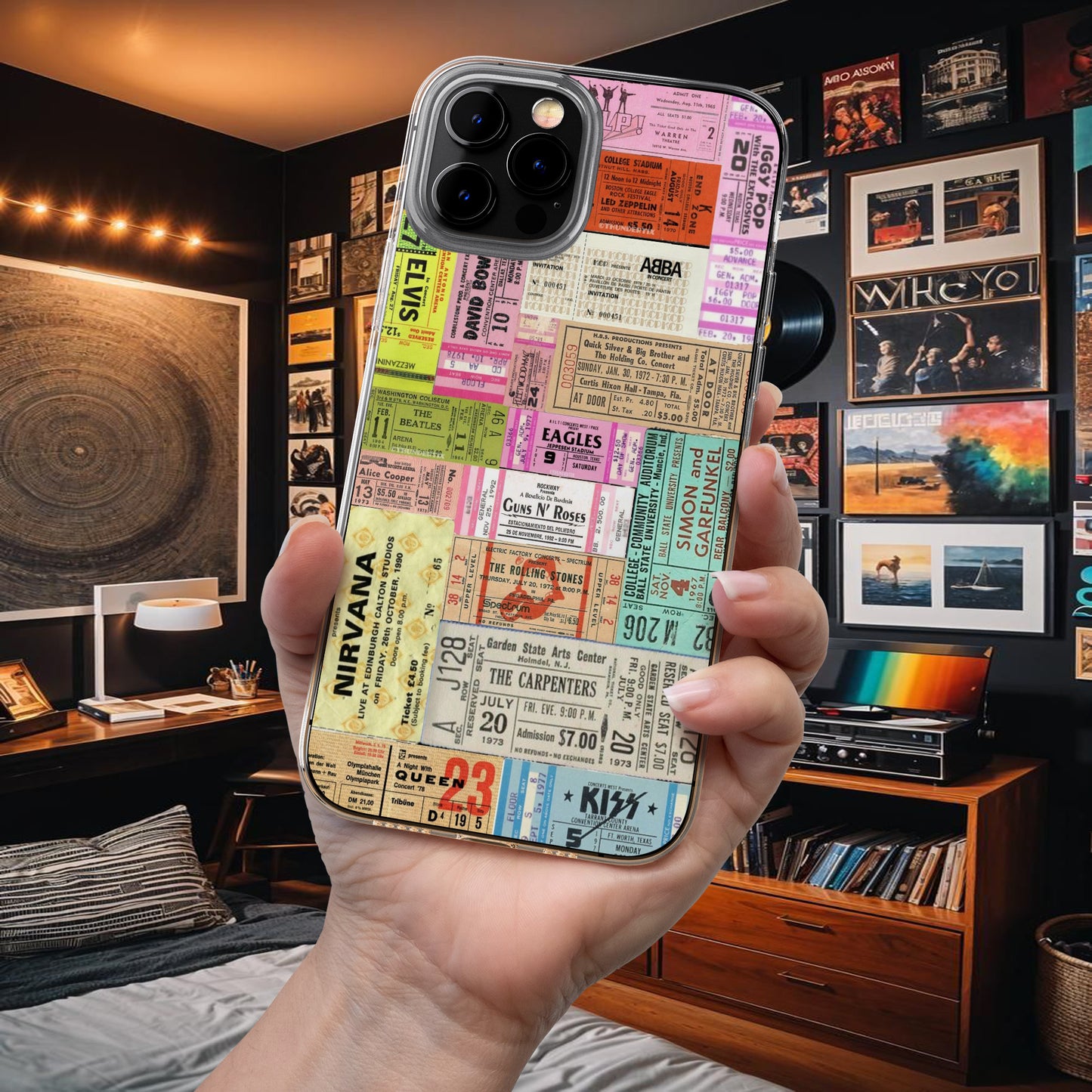 Retro Concert Ticket Collage Phone Case – Vintage Music Vibes 10