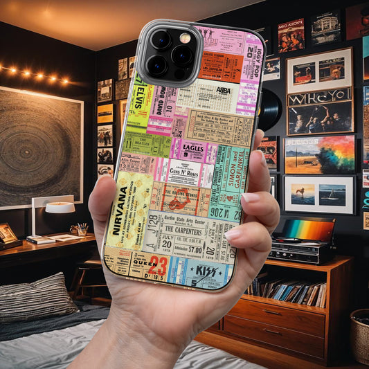 Retro Concert Ticket Collage Phone Case – Vintage Music Vibes 10