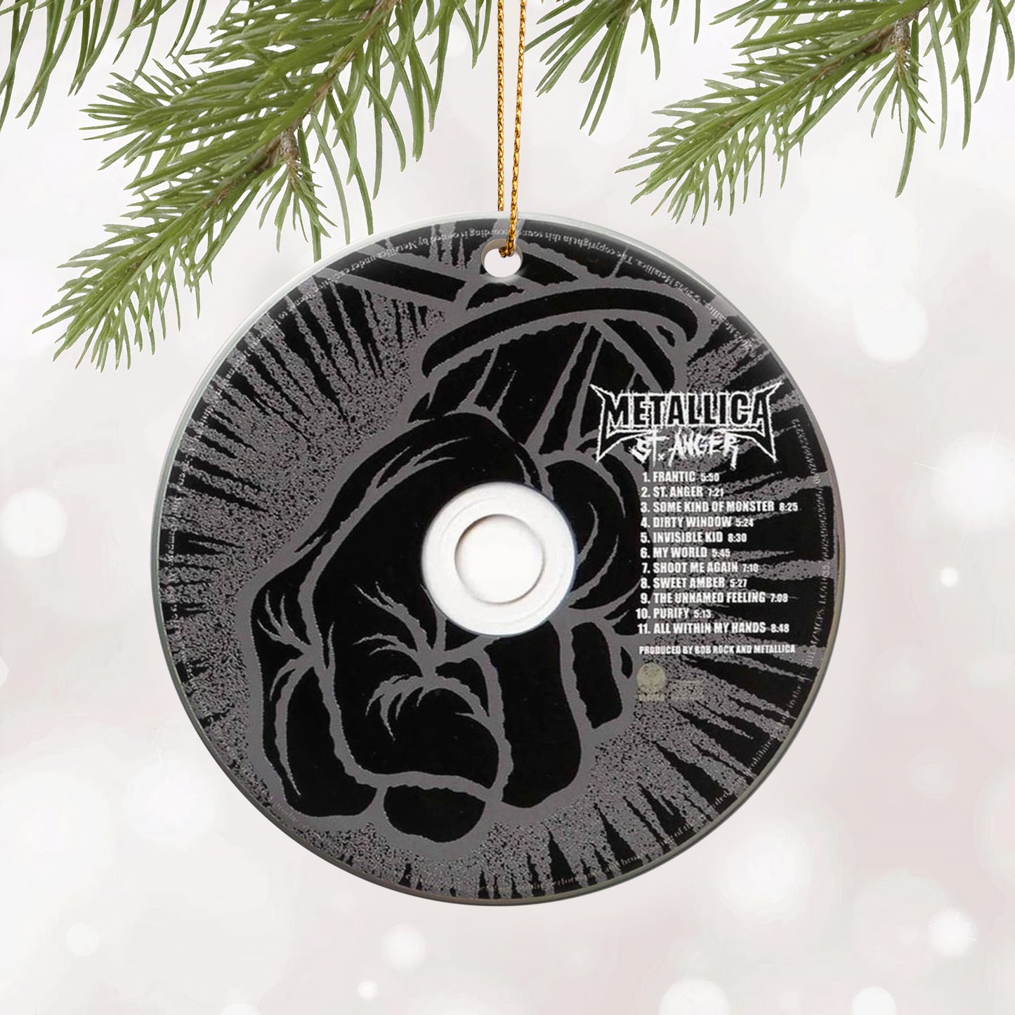 Metallica CD Design Ceramic Ornament – Rock Music Christmas Tree Decoration