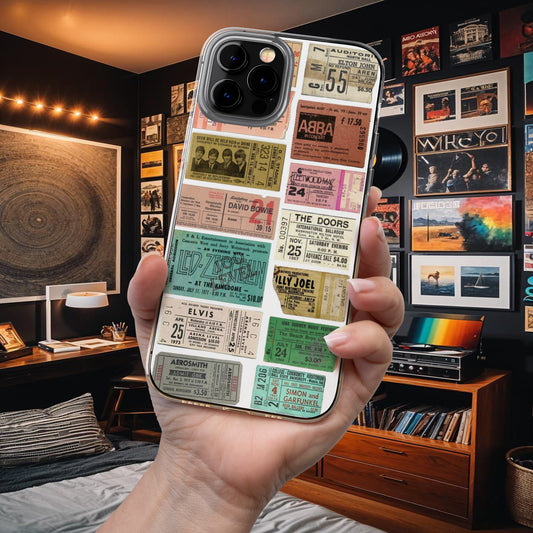 Retro Concert Ticket Collage Phone Case – Vintage Music Vibes 11