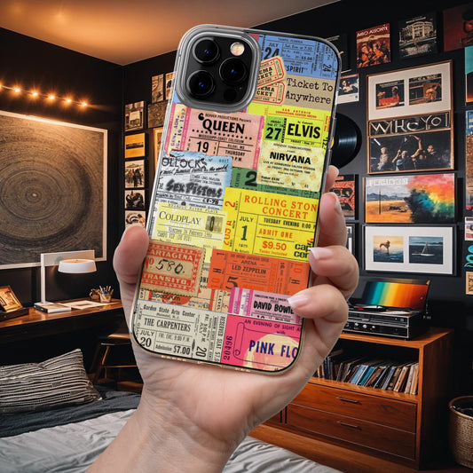 Retro Concert Ticket Collage Phone Case – Vintage Music Vibes 13