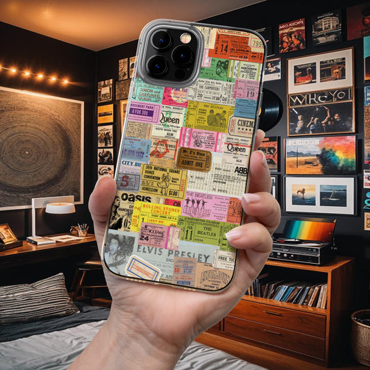 Retro Concert Ticket Collage Phone Case – Vintage Music Vibes 15