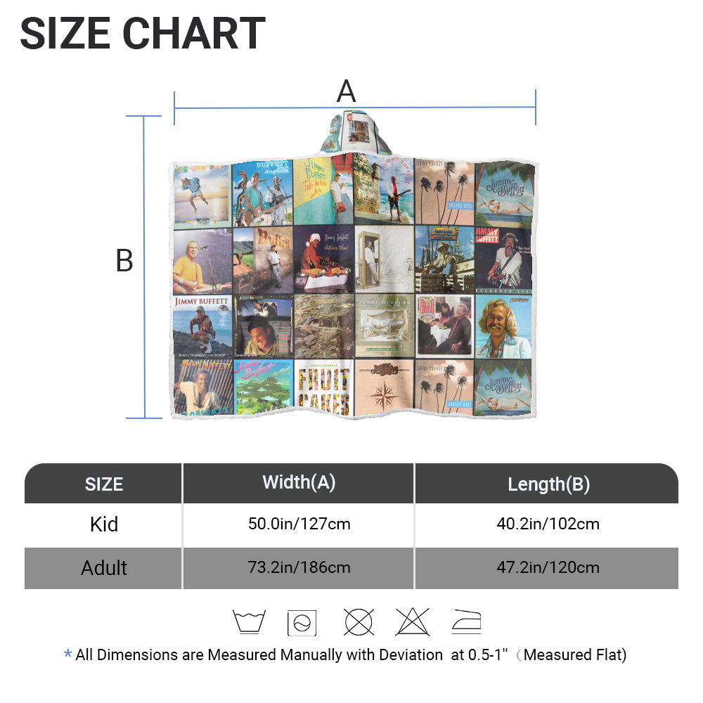 Jimmy Buffett Album Art Wearable Hooded Blanket – Parrothead Fan Gift