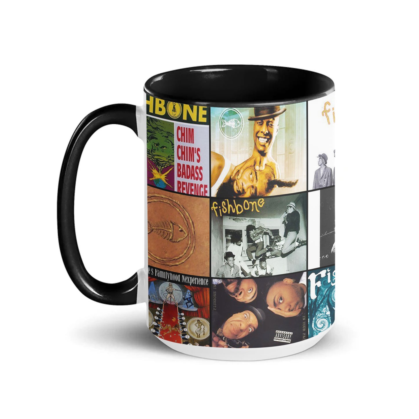 Fishbone Accent Mug – Funk-Rock Fusion Album Collage Gift