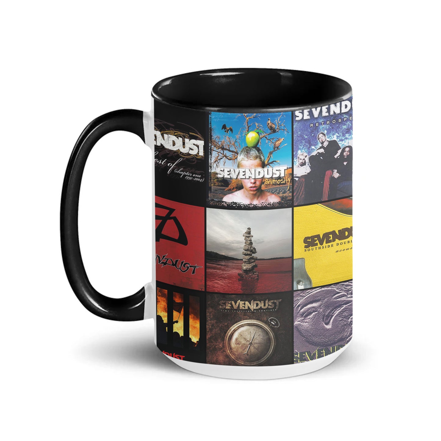 Sevendust Accent Mug – Heavy Rock Album Cover Collage Gift