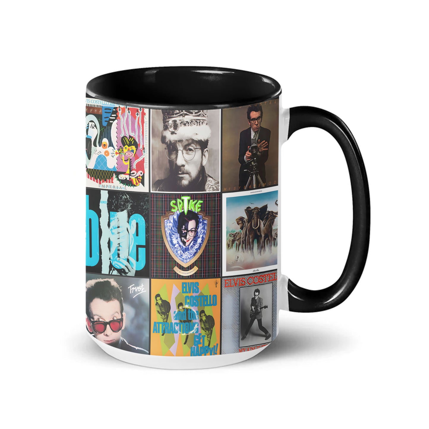 Elvis Costello Accent Mug – Iconic Album Cover Collage Gift