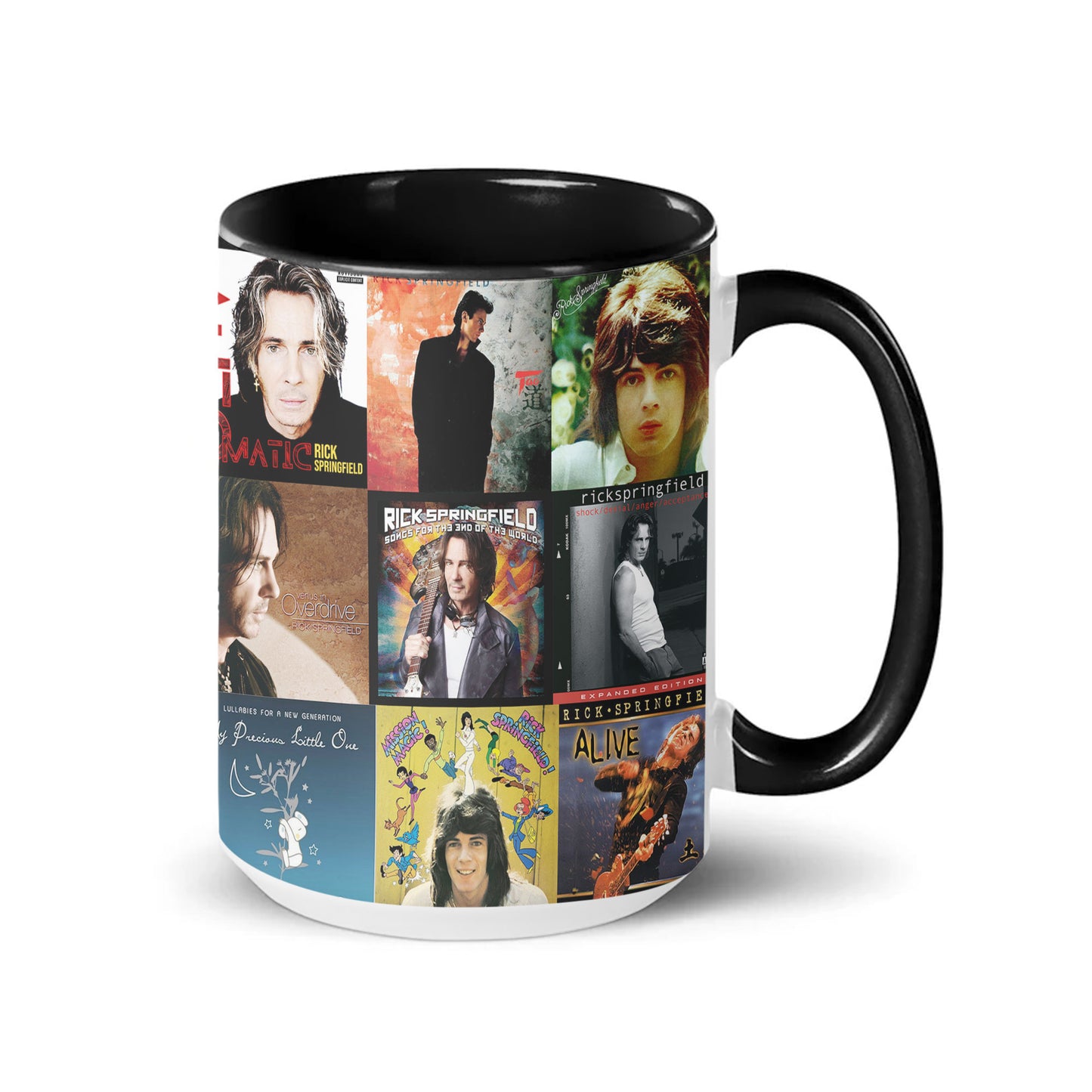 Rick Springfield Accent Mug – Classic Hits Album Art Collage Gift