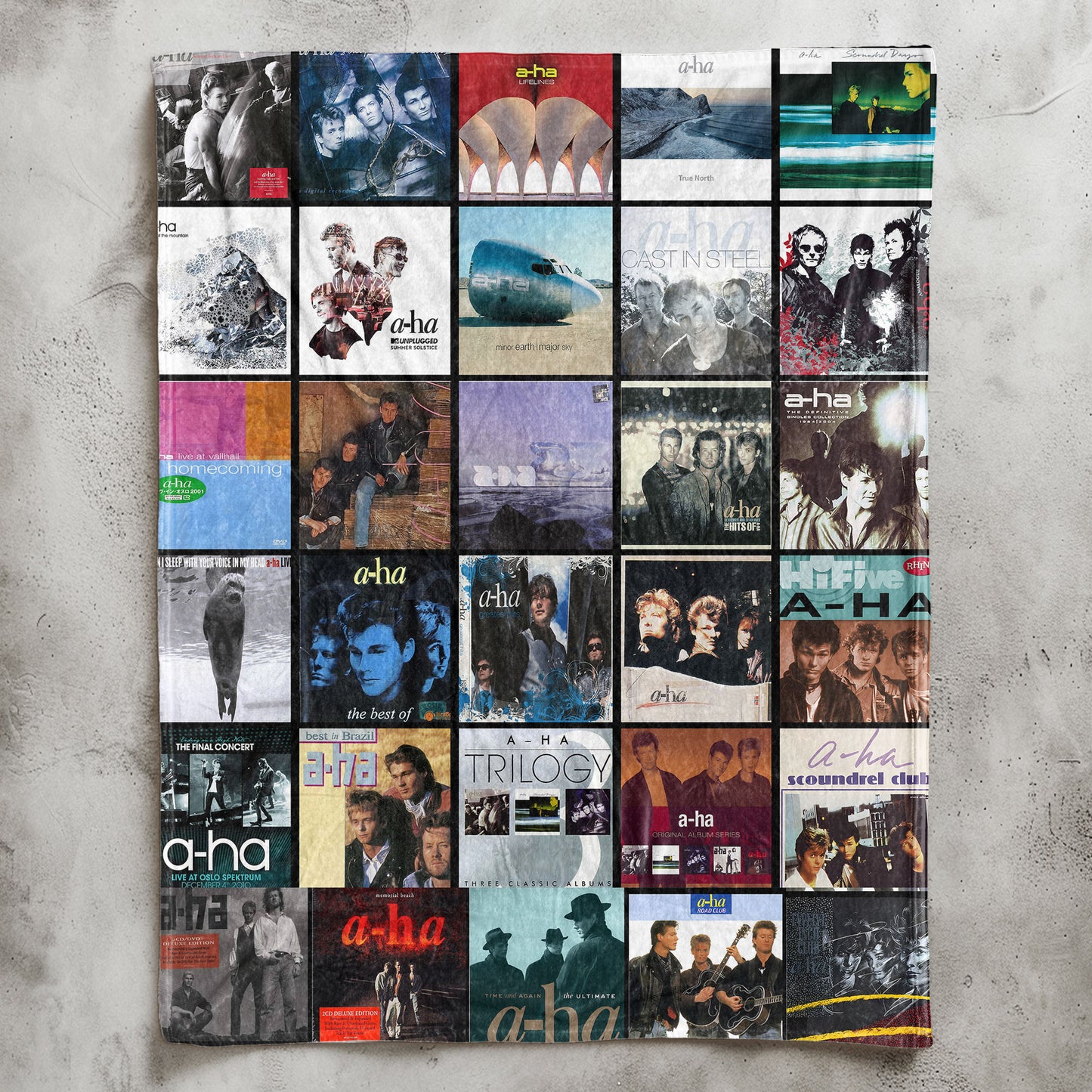 A-ha Sherpa Blanket – Iconic Album Cover Collage Cozy Throw for Synth-Pop Fans