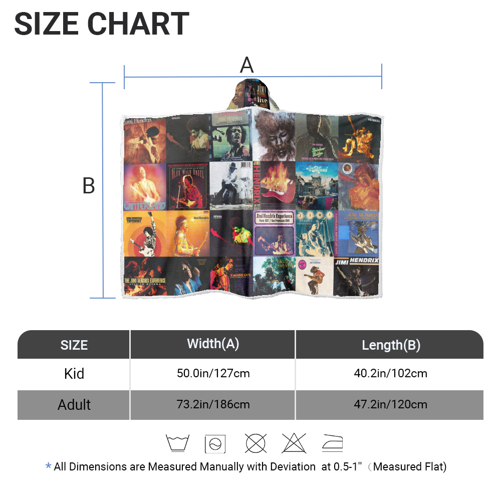 Jimi Hendrix Wearable Hooded Blanket – Iconic Album Cover Collage Gift