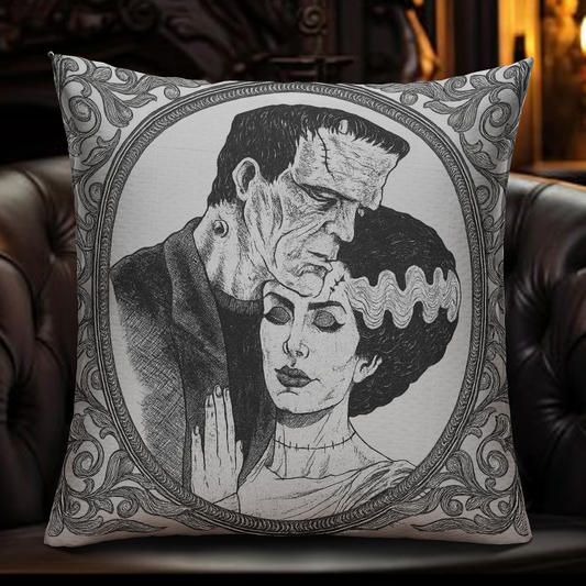 Gothic Frankenstein & Bride Pillow