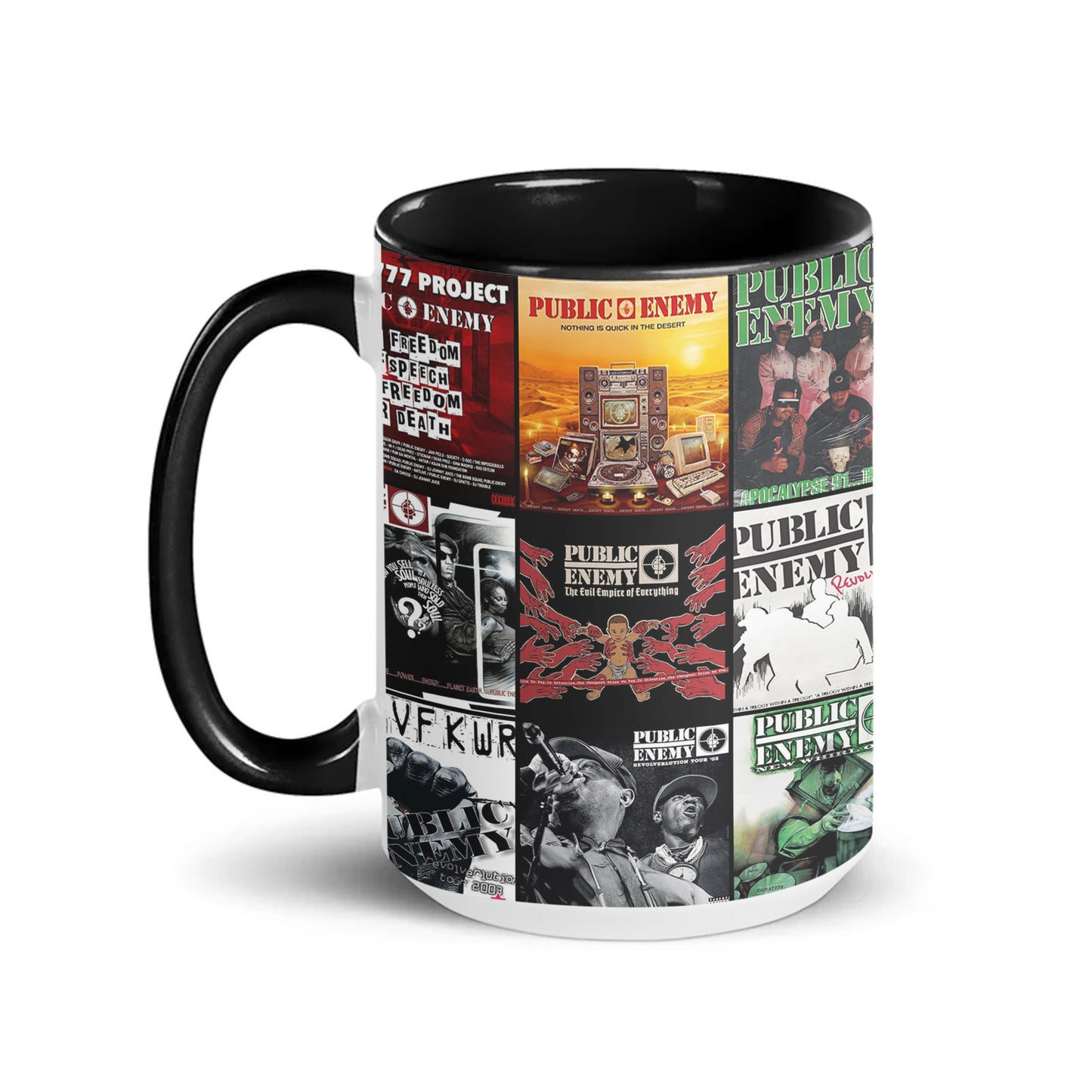 Public Enemy Accent Mug – Iconic Album Cover Collage Gift for Hip-Hop Fans