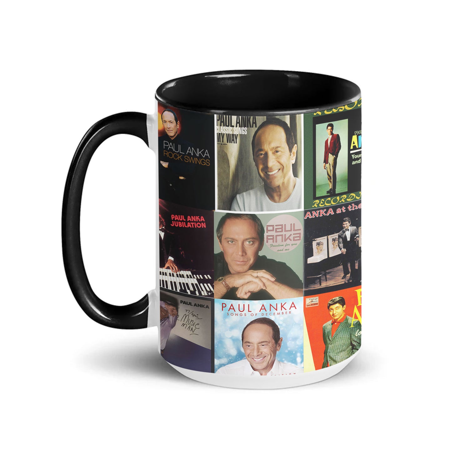 Paul Anka Accent Mug – Golden-Era Classics Album Collage Gift
