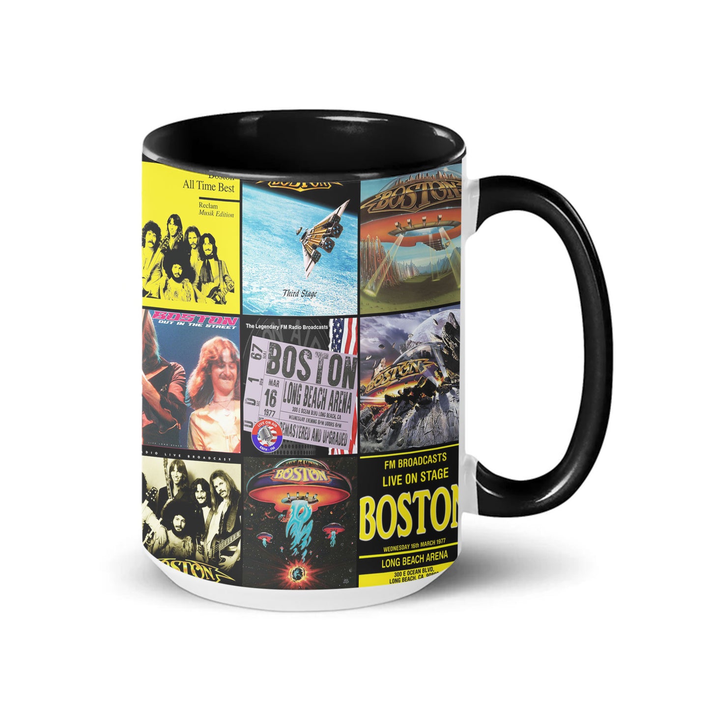 Boston Accent Mug – Classic Album Cover Collage Gift for Rock Fans