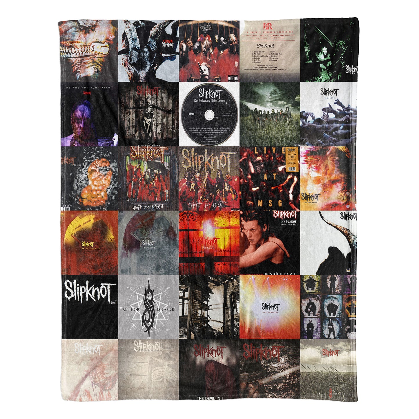 Slipknot Sherpa Blanket – Iconic Album Cover Collage Cozy Throw for Metal Fans