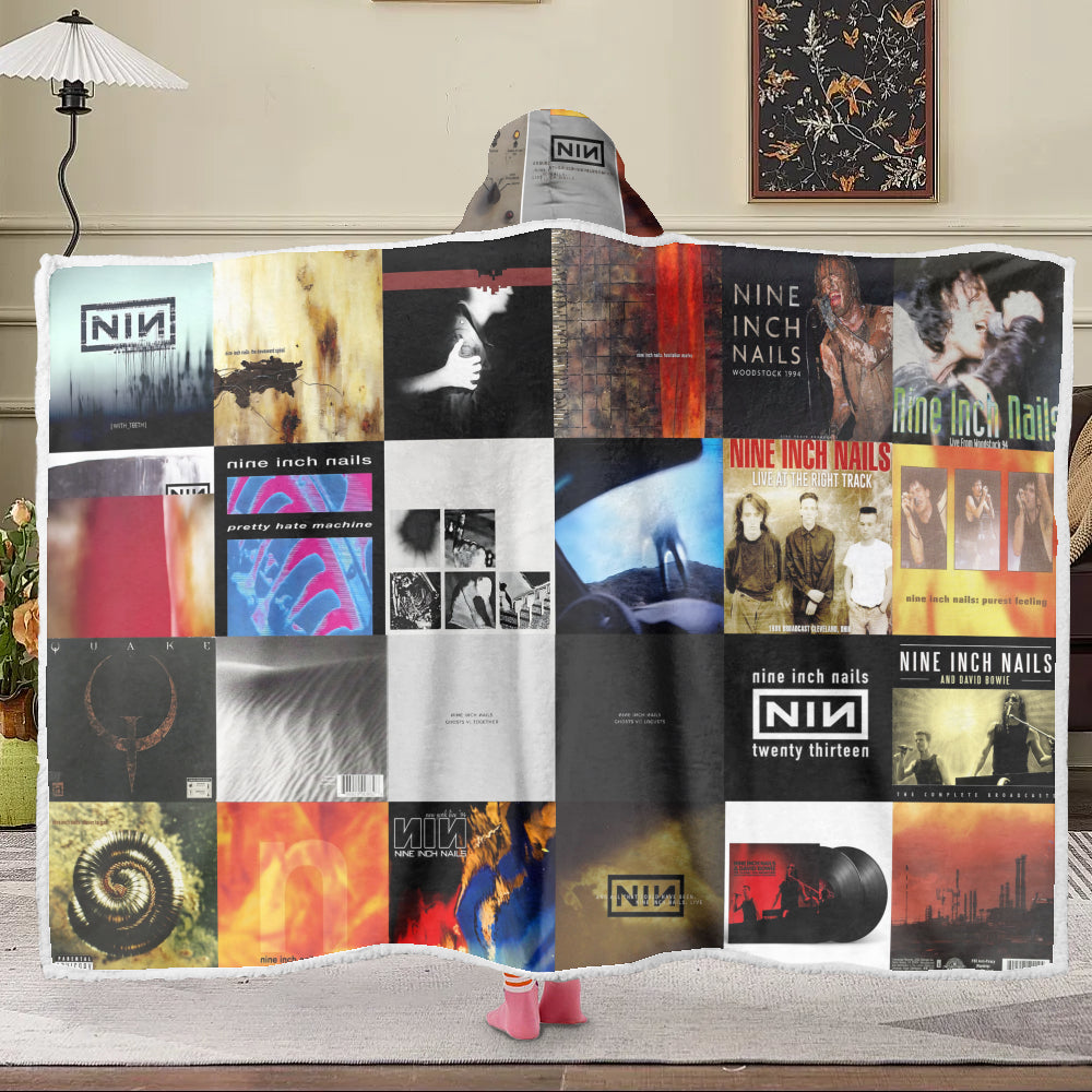 Nine Inch Nails Album Art Wearable Hooded Blanket – Industrial Rock Gift
