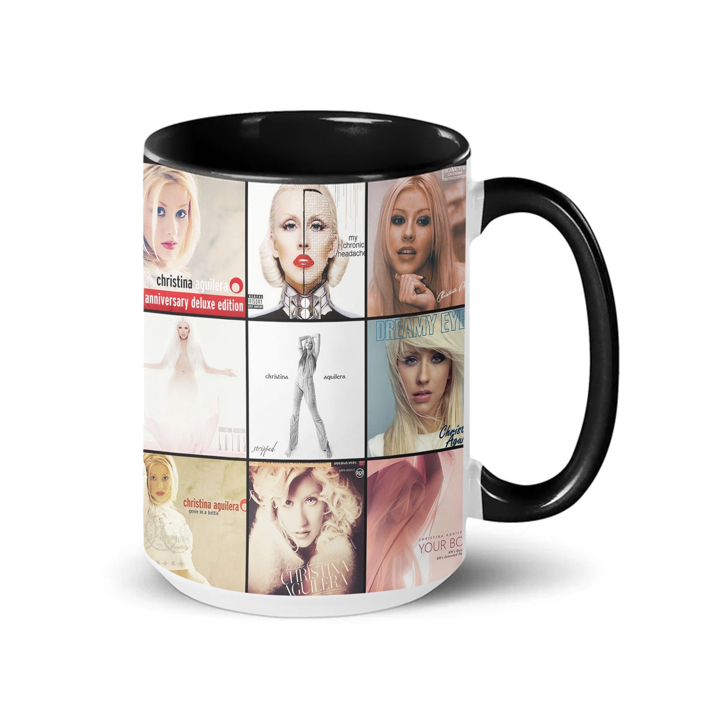 Christina Aguilera Accent Mug – Pop Icon Album Cover Collage Gift