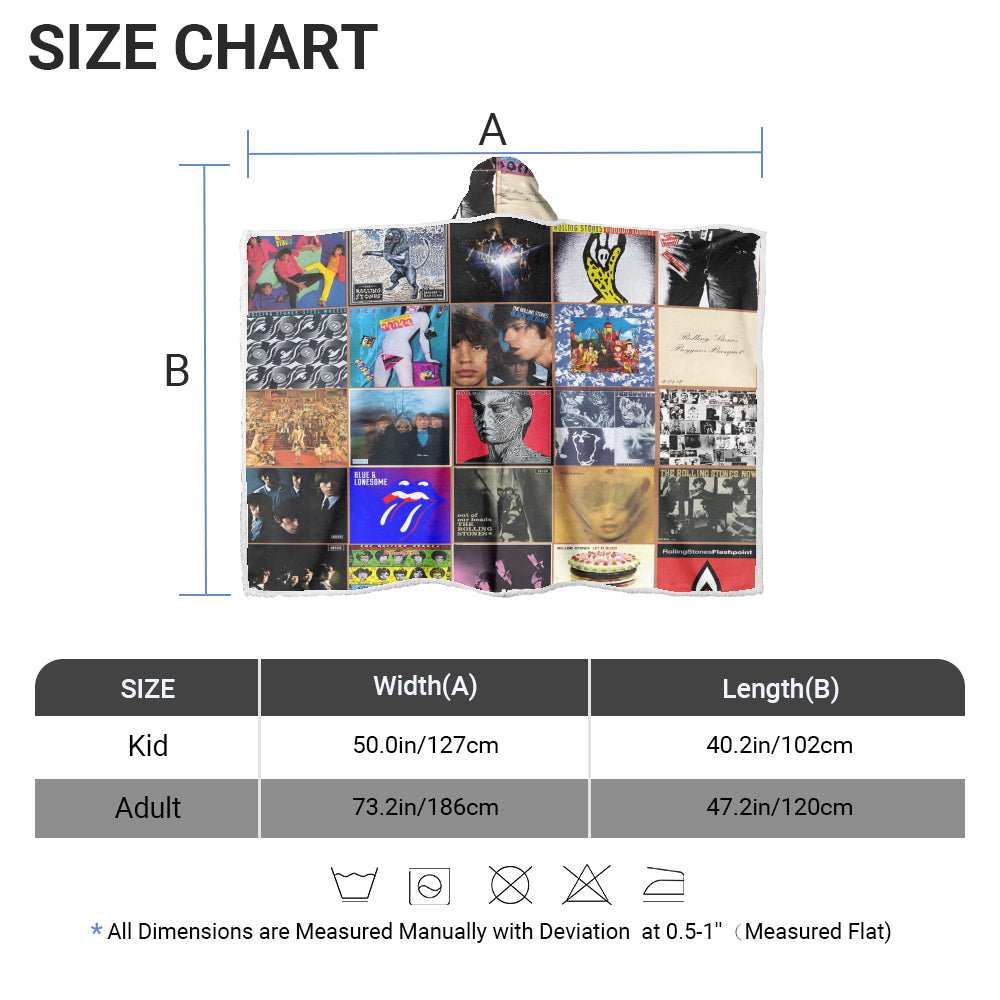 Rolling Stones Wearable Hooded Blanket – Classic Album Cover Collage Gift