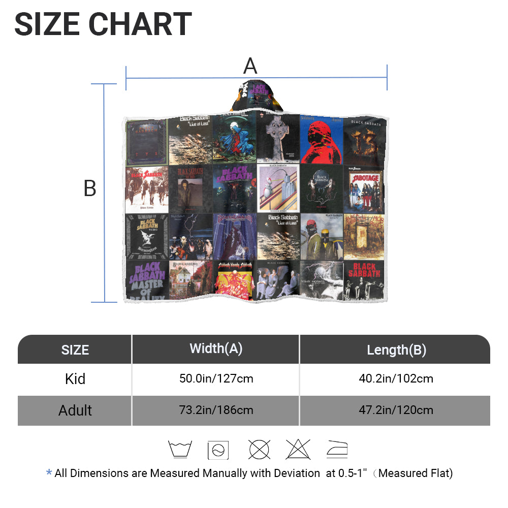 Black Sabbath Wearable Hooded Blanket – Ultimate Album Cover Collage Gift