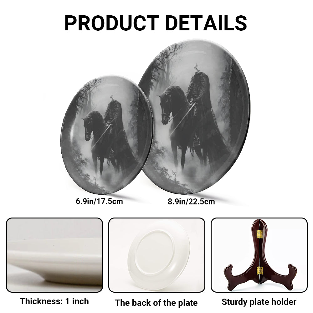 Headless Horseman Halloween Decorative Ceramic Plate