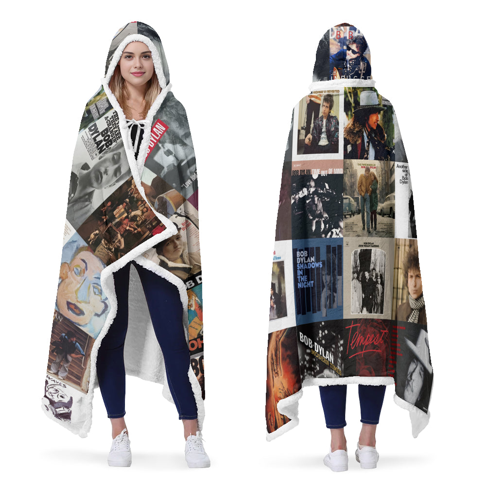 Bob Dylan Album Art Wearable Hooded Blanket – Folk Rock Legend Gift