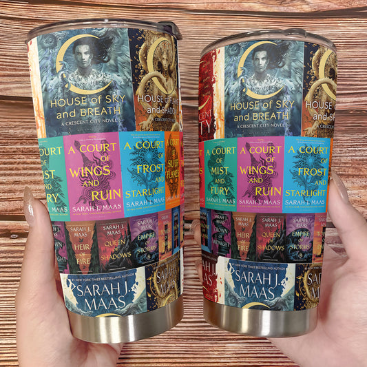 Sarah J. Maas Book Covers Tumbler Cup – Crescent City, ACOTAR & Throne of Glass Series