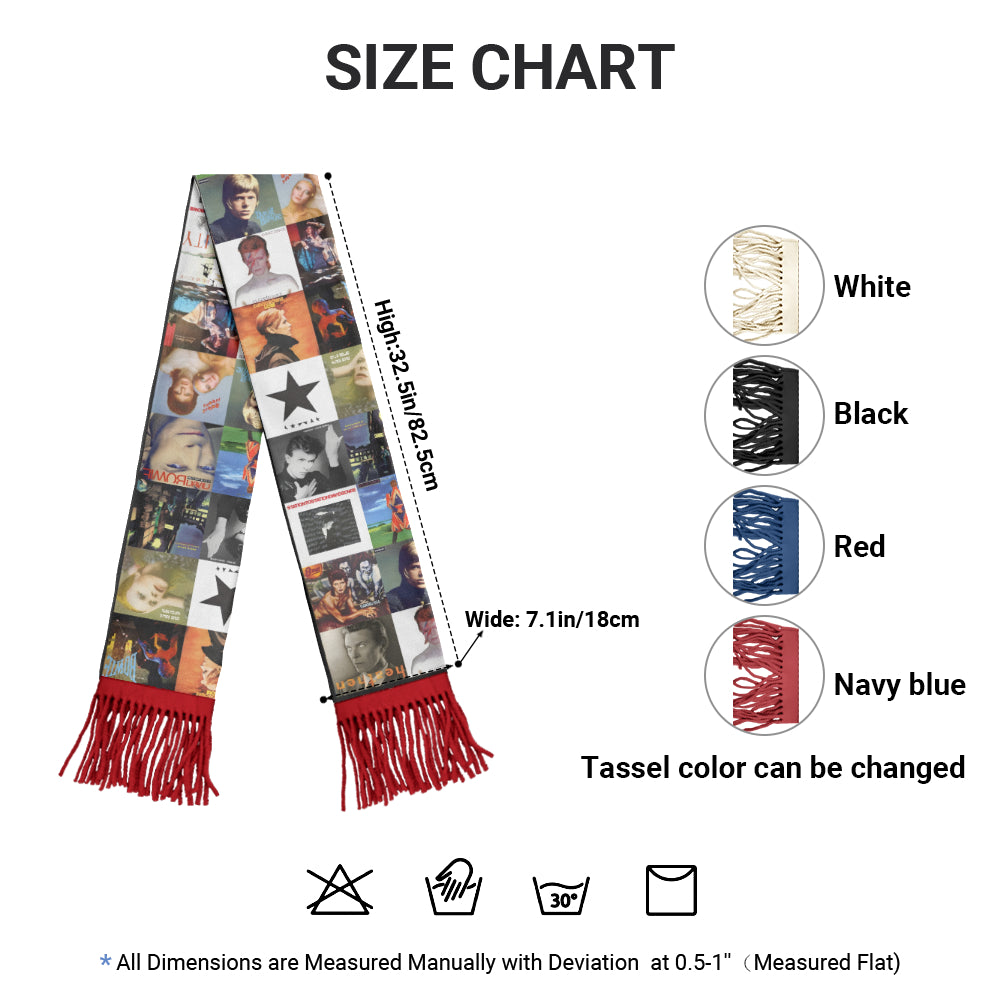 David Bowie Album Collage Scarf – Retro Art Rock Fan Gift