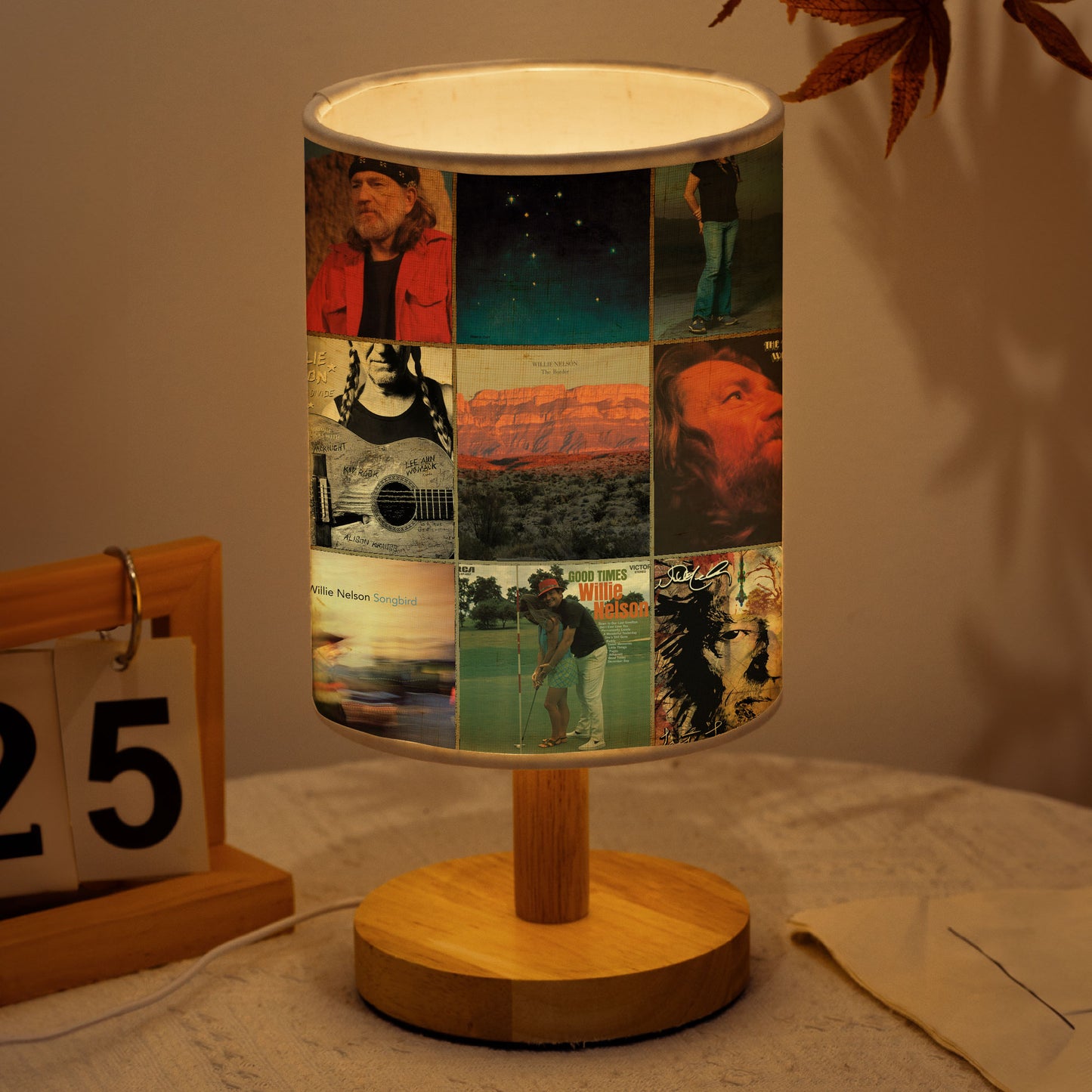 Willie Nelson Fabric Lamp – Country Legend Album Art Collection