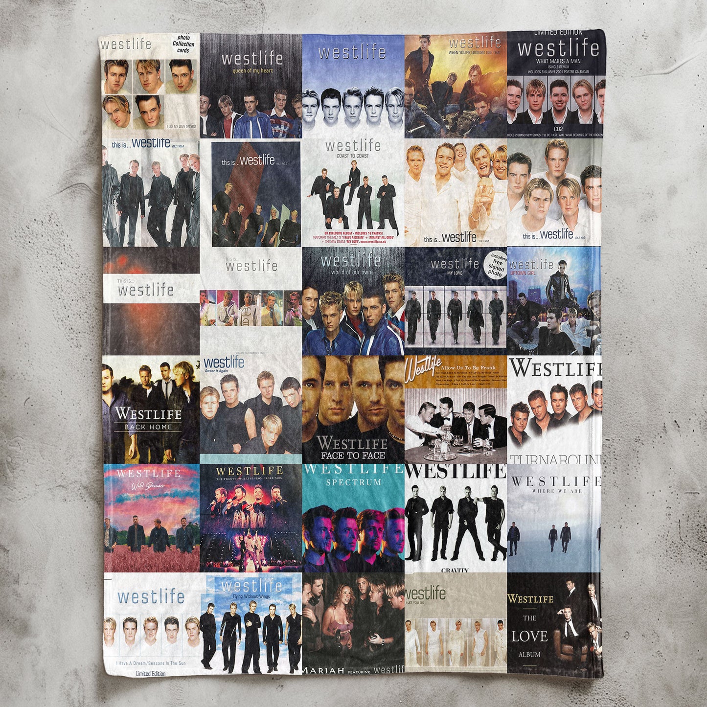 Westlife Sherpa Blanket – Iconic Album Cover Collage Cozy Throw for Pop Ballad Lovers