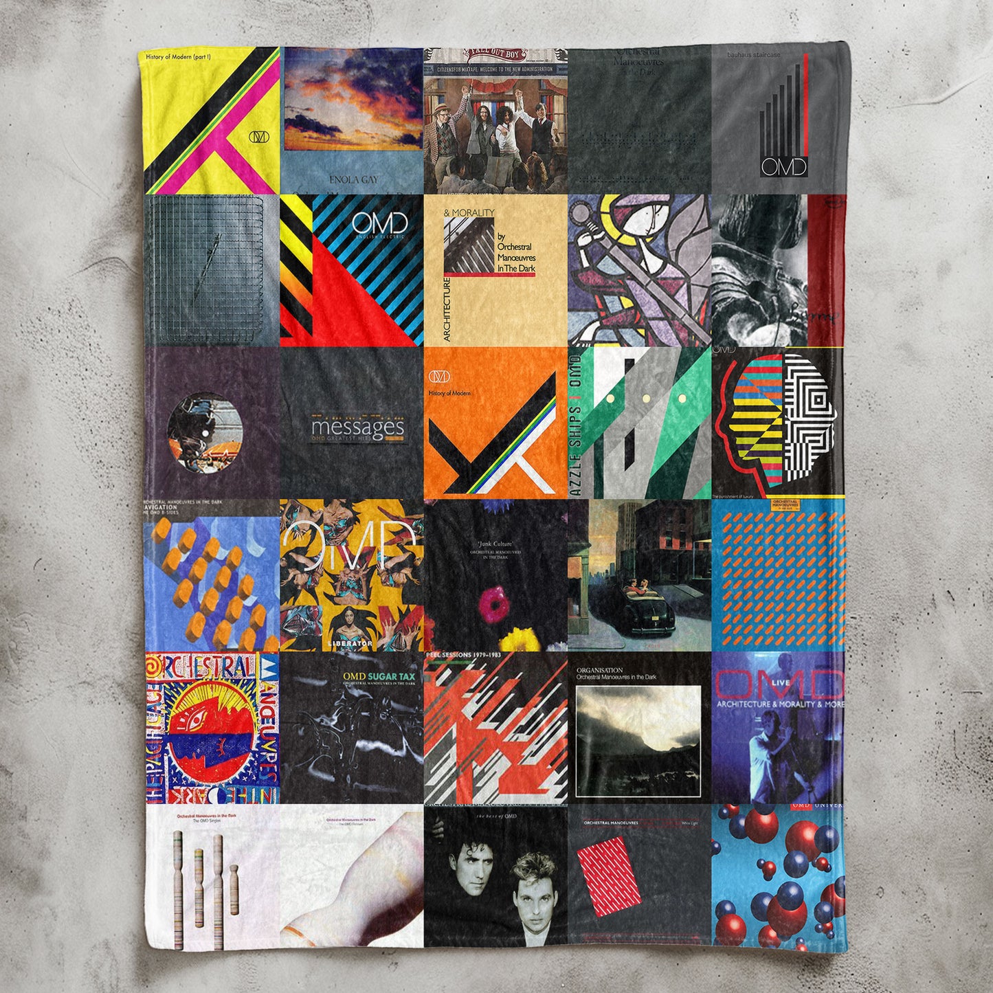 OMD Sherpa Blanket – Iconic Album Cover Collage Cozy Throw for Synth-Pop & New Wave Fans